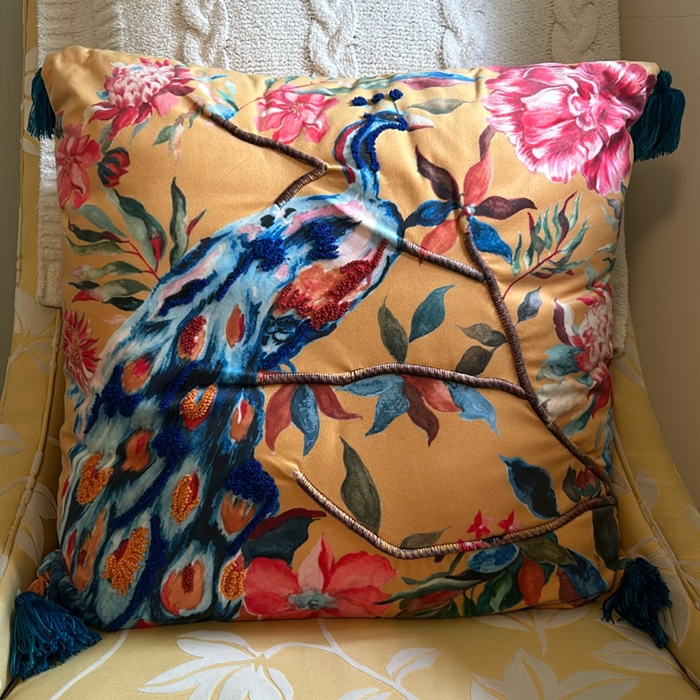 Peacock 🦚 Textured Accent Pillow 24*24
